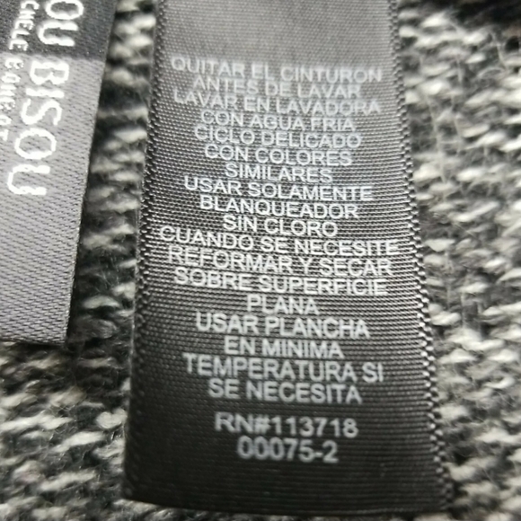 Bisou Bisou Sweater Snap Front Cardigan, Size L Dolman Sleeve Missing Belt - Picture 6 of 11